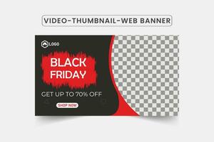 Black Friday Super Sale video thumbnail and web banner template. Editable thumbnail design for any videos. Video editable thumbnail template for social media. vector