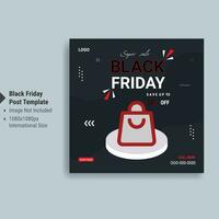 Black Friday social media post and discount sale banner design template vector