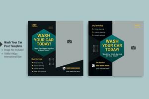 Clean professional car wash promotion offer social media post banner template design vector