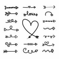 Hand drawing love arrows collection - ornaments vector