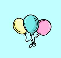 Set of colorful birthday balloons. Cartoon style design. vector