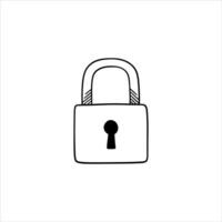 Hand-drawn padlock, security sign, vector illustration