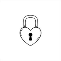 Hand-drawn padlock, security sign, vector illustration