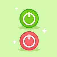 Power on off red and green button icon set art illustration vector