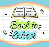 Back to school banner with a drawing of a book vector