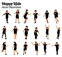 Happy kids vector illustration set