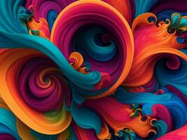 abstract colorful background made of swirls. 3d render illustration photo