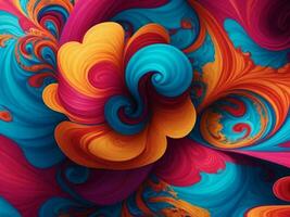 abstract colorful background with swirls and curves in blue and red photo