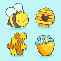 Set cute honey bee illustration vector