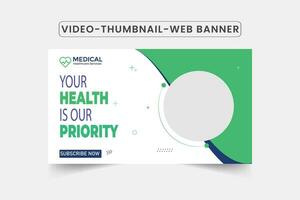 Medical healthcare youtube thumbnail template, Video thumbnail template editable customizable video thumbnail and web banner .Editable Video cover photo template for Any social media vector