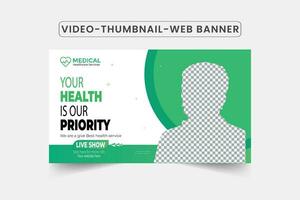 Medical video thumbnail design Template .editable thumbnail customizable video thumbnail and web banner .Editable Video cover photo template for Any social media.and and and Video Promote Tutorials. vector