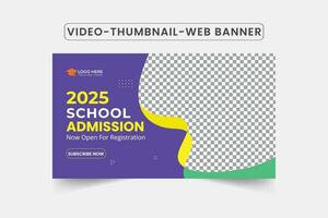 kids admission video thumbnail template design web banner layout. Editable Video thumbnail template vector