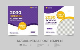 Kids School education admission social media post back to school web banner vector