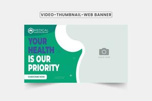 Medical video thumbnail design Template .editable thumbnail customizable video thumbnail and web banner vector