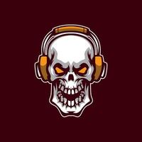 Skull gaming with headset mascot vector