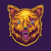 ladrido pesadillas escalofriante perro cabeza zombi vector ilustraciones para tu trabajo logo, mercancías camiseta, pegatinas y etiqueta diseños, póster, saludo tarjetas publicidad negocio empresa