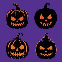 Scary Pumpkin Silhouette Cartoon set vector