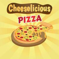 Vector illustration Pizza Cheese Italian Melt