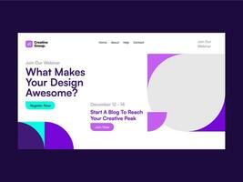 Modern Half Circle Purple Mosaic Pattern Landing Page UI Kit Template vector