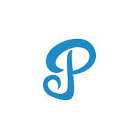 letter jp blue wave  curves smooth logo vector