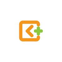 letter ck plus medical logo vector