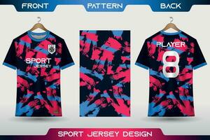 Sports jersey design. t-shirt soccer jersey for football, racing, gaming, cycling. fabric with front view and back view vector