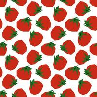 Seamless pattern of red tomatoes of a broken shape. Vector design. Printing on textiles and paper, the theme of the autumn harvest, proper nutrition, healthy vegetables. Printing for a tomato product