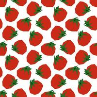 Seamless pattern of red tomatoes of a broken shape. Vector design. Printing on textiles and paper, the theme of the autumn harvest, proper nutrition, healthy vegetables. Printing for a tomato product