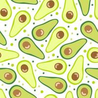 Pieces of avocado. Abstract flat cartoon background. Seamless pattern vector