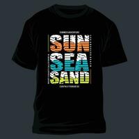 sun sea sand on beach theme graphics design, surfing typography, t shirt vectors, summer adventure vector