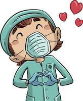 nurse making a heart with her hands vector