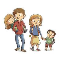 four brothers walking to school vector