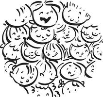 Group of children's faces many faces and expressions vector