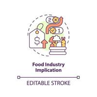 Food industry implication concept icon. Supply chain disruption mistake abstract idea thin line illustration. Isolated outline drawing. Editable stroke vector