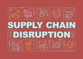 Supply chain disruption word concepts yellow banner. Distribution. Infographics with editable icons on color background. Isolated typography. Vector illustration with text