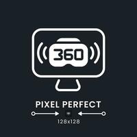 VR live streaming white solid desktop icon. Virtual reality. Interactive content. Pixel perfect 128x128, outline 4px. Silhouette symbol for dark mode. Glyph pictogram. Vector isolated image