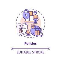 Policies concept icon. Government decisions. Supply chain disruption abstract idea thin line illustration. Isolated outline drawing. Editable stroke vector