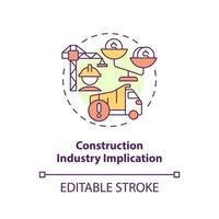 Construction industry implication concept icon. Supply chain disruption mistake abstract idea thin line illustration. Isolated outline drawing. Editable stroke vector