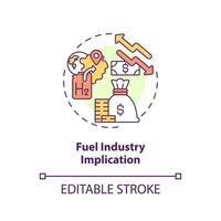 combustible industria implicación concepto icono. suministro cadena ruptura Error resumen idea Delgado línea ilustración. aislado contorno dibujo. editable carrera vector