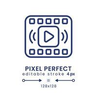 On-demand streaming linear desktop icon. Subscription-based provider. Media service. Pixel perfect 128x128, outline 4px. GUI, UX design. Isolated user interface element for website. Editable stroke vector