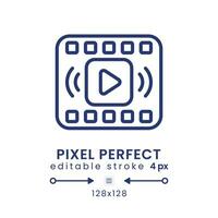 On-demand streaming linear desktop icon. Subscription-based provider. Media service. Pixel perfect 128x128, outline 4px. GUI, UX design. Isolated user interface element for website. Editable stroke vector