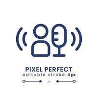 Broadcaster linear desktop icon. Radio speaker. Live streaming. Online podcast. Pixel perfect, outline 4px. GUI, UX design. Isolated user interface element for website. Editable stroke vector