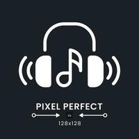 Music streaming white solid desktop icon. Media service. Online radio. Audio content. Pixel perfect 128x128, outline 4px. Silhouette symbol for dark mode. Glyph pictogram. Vector isolated image