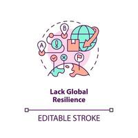 Lack global resilience concept icon. International relations. Supply chain challenge abstract idea thin line illustration. Isolated outline drawing. Editable stroke vector