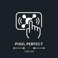 Interactive live streaming white solid desktop icon. Audience engagement. Online broadcast. Pixel perfect 128x128, outline 4px. Silhouette symbol for dark mode. Glyph pictogram. Vector isolated image