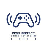 Gamepad linear desktop icon. Game streaming. Wireless controller. Online gamer. Pixel perfect, outline 4px. GUI, UX design. Isolated user interface element for website. Editable stroke vector