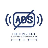 Ad free content linear desktop icon. Streaming service without commercials. Remove advertising. Pixel perfect, outline 4px. GUI, UX design. Isolated user interface element for website. Editable stroke vector