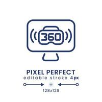 VR live streaming linear desktop icon. Virtual reality. Interactive content. Pixel perfect 128x128, outline 4px. GUI, UX design. Isolated user interface element for website. Editable stroke vector