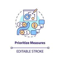 Prioritize measures concept icon. Define goals and strategy. Disruption action plan abstract idea thin line illustration. Isolated outline drawing. Editable stroke vector