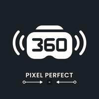 360 live streaming white solid desktop icon. Broadcast device. VR technology. Virtual reality. Pixel perfect, outline 4px. Silhouette symbol for dark mode. Glyph pictogram. Vector isolated image